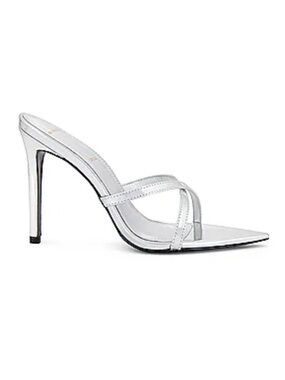 Black Suede Studio Arianna Sandals Silver Metallic high heels shoes Revolve 8.5